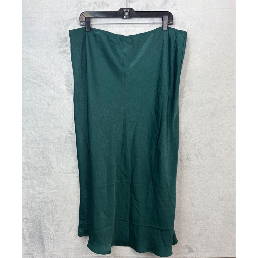 Maurices Womens Maxi Satin Slip Skirt Pull On XXL Green Forest Fairy Boho